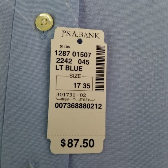 NWT Jos. A. Bank Light Blue Button-Down Collar Men’s Traveler's Collection Shirt - Picture 4 of 4